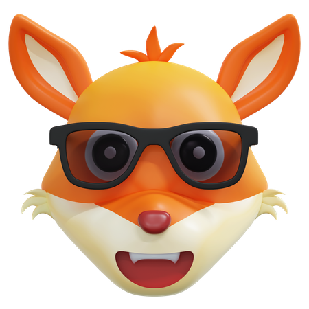 Zorro con genial emoticono de gafas negras  3D Icon