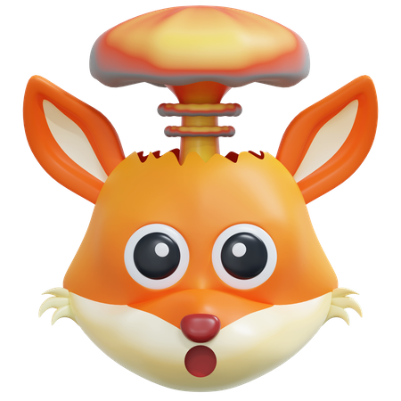 Émoticône de renard à tête explosive  3D Icon