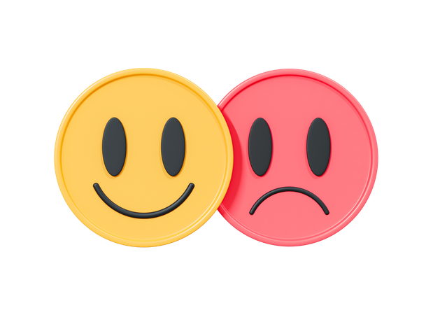 Sourire et émoticône triste  3D Icon