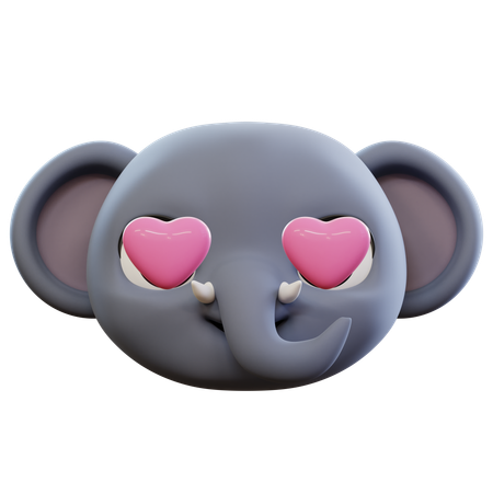 Emoticono de amor de elefante  3D Icon