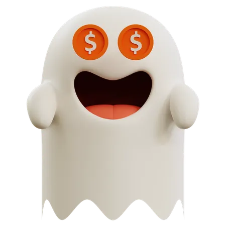 Emoticon de ojos fantasma lindo de dólar  3D Icon