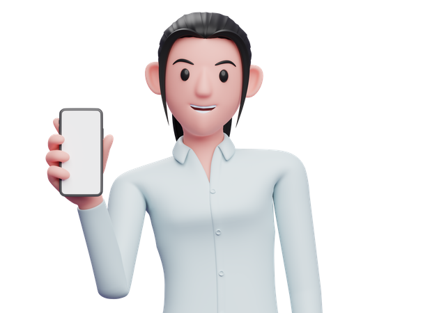 Empleada sosteniendo un teléfono celular  3D Icon