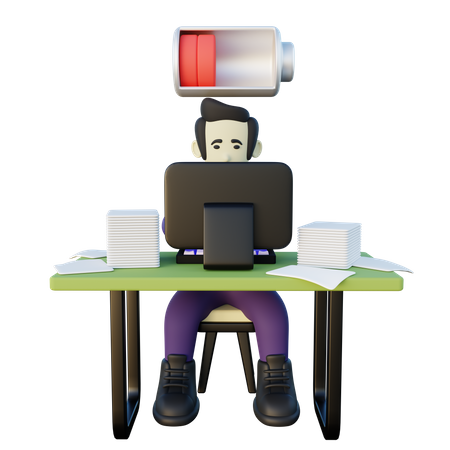 Empleado de oficina cansado  3D Icon