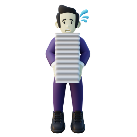 Empleado de oficina obteniendo tarea de sobrecarga  3D Icon