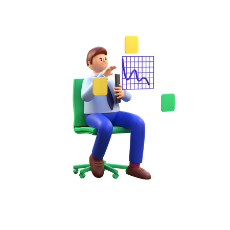 Empleado masculino analizando datos  3D Illustration