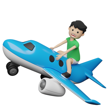 Empleado que va a viajar en avión  3D Illustration