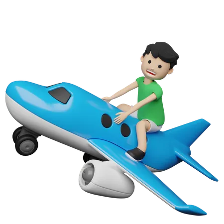 Empleado que va a viajar en avión  3D Illustration