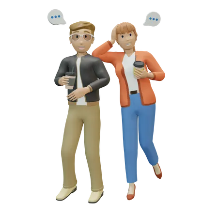 Employé d'affaires ayant une conversation pendant la pause  3D Illustration