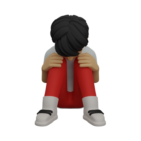 Employé déprimé assis au bureau  3D Icon