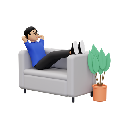 Employé se relaxant sur le canapé  3D Illustration