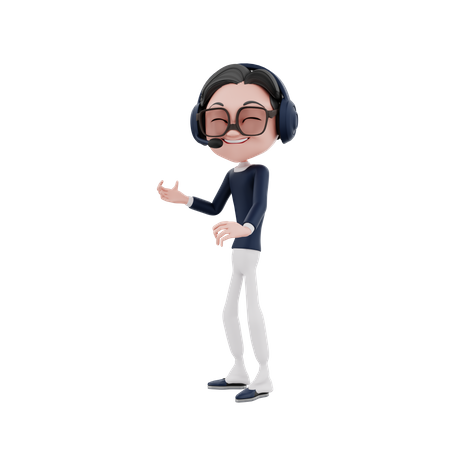 Employé du service clientèle masculin portant un casque  3D Icon