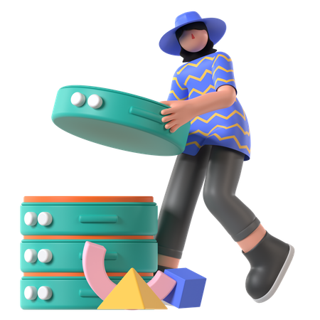 Employé effectuant la gestion de la base de données 3D Icon