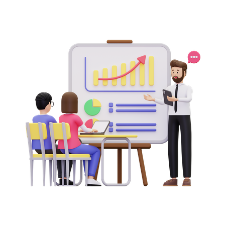 Employé faisant une présentation  3D Icon