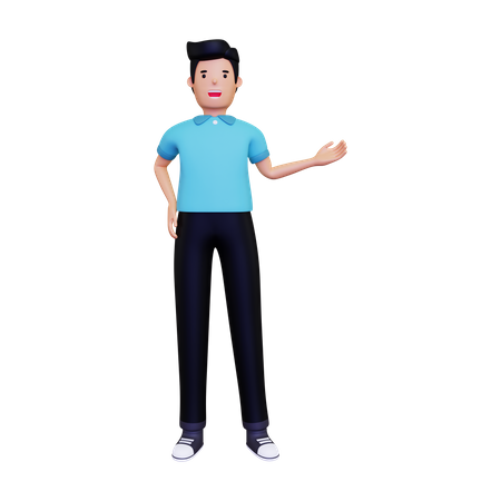 Employé présentant quelque chose  3D Illustration