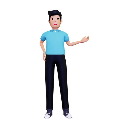 Employé présentant quelque chose  3D Illustration