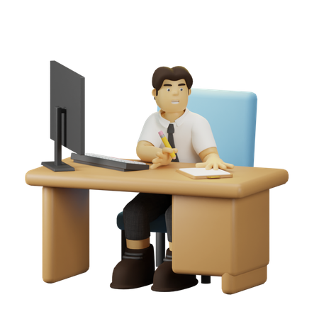 Employé travaillant avec un document  3D Icon