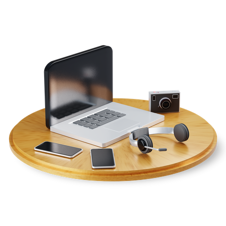 Employee desk  3D Illustration