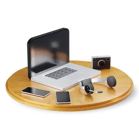 Employee desk  3D Illustration