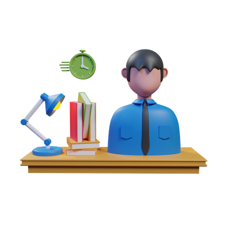 Employee Desk  3D Illustration