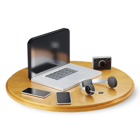 Employee desk 3D Illustration