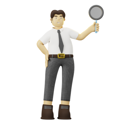 Employee doing analysis search  3D Illustration