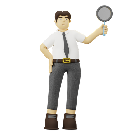 Employee doing analysis search 3D Illustration