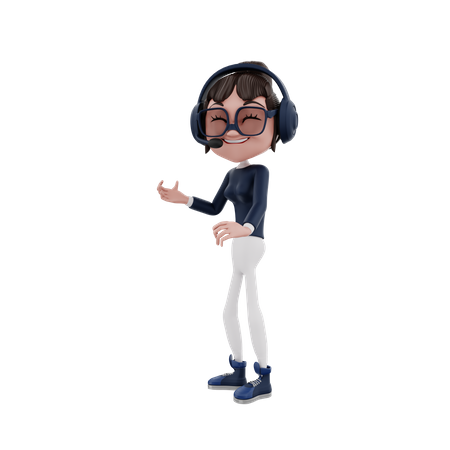Employée du service client portant un casque  3D Icon