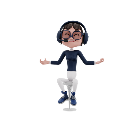 Employée du service clientèle à bras grands ouverts  3D Icon