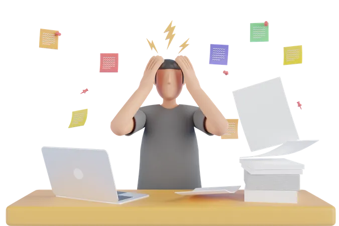 Employee Feeling Stressed 3D Illustration