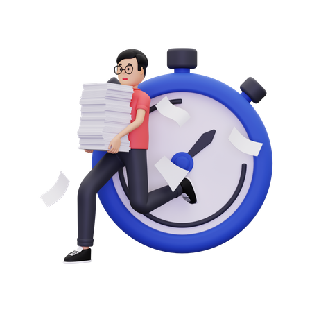 Employee finished work on his deadline  3D Icon