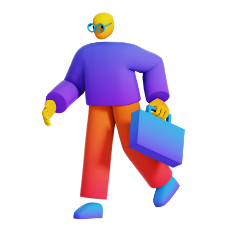 Employee Go to Work  3D Illustration