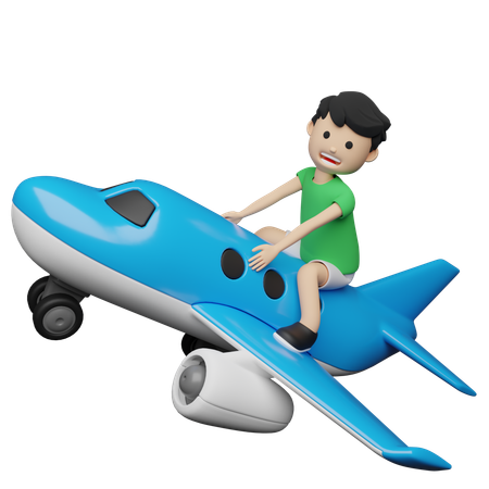 Employee going on Plane Travel  3D Illustration