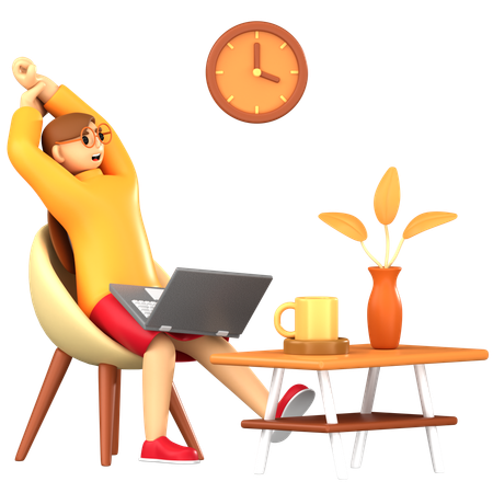 Employee is doing body stretching  3D Icon