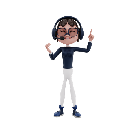 Employée levant un doigt  3D Icon
