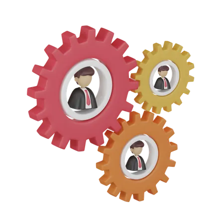 Group Of Professionals Working Together Within Gear Symbols Representing Corporate Unity And Successful Teamwork 3 D Render 3D Icon