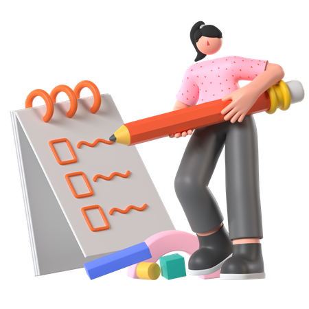 Employee managing Task Checklist  3D Icon