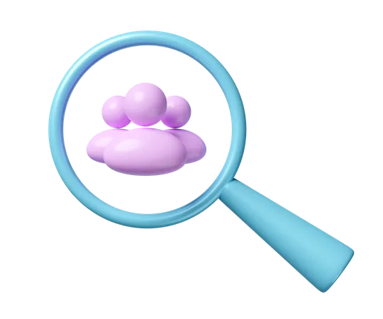 Person With Magnifying Glass Isolated Recruitment Staff People Search Check Personal Information Concept 3D Icon