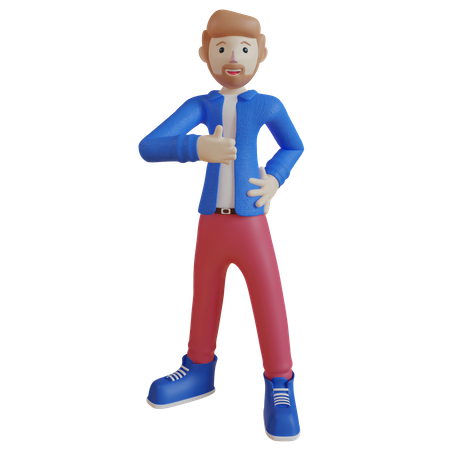 Employee showing thumbs up 3D Illustration