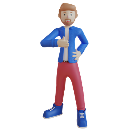 Employee showing thumbs up  3D Illustration