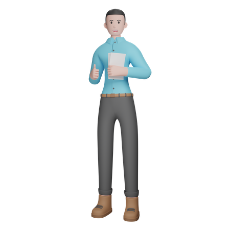 Employee Showing Thumbs Up 3D Illustration