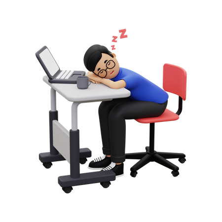 Employee sleeping at work  3D Icon