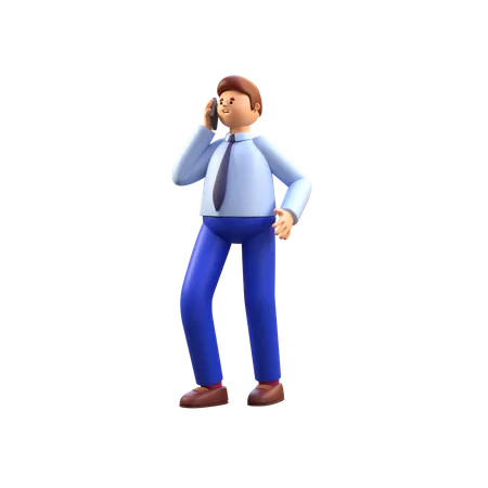 Employee talking on phone  3D Illustration