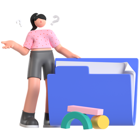 Employee unable to find File  3D Illustration