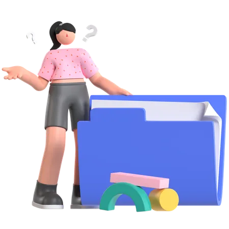 Employee unable to find File  3D Illustration