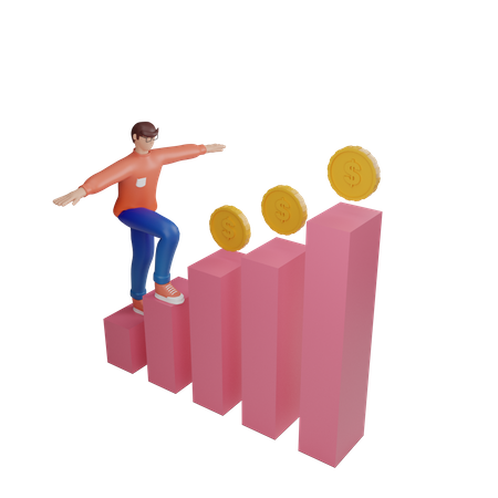 Employee walking towards success  3D Illustration