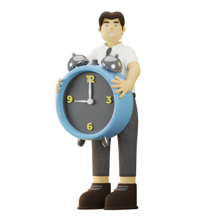 Employee With Time Management  3D Illustration