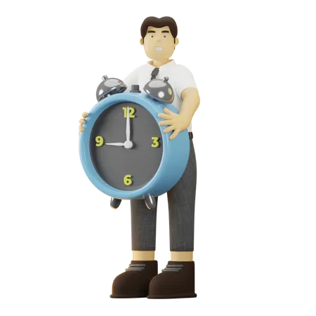 Employee With Time Management 3D Illustration