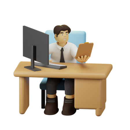 Employee Working  3D Illustration