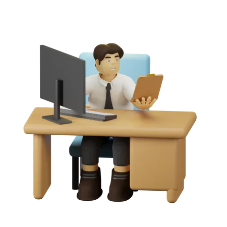 Employee Working  3D Illustration