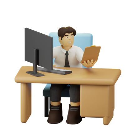 Employee Working 3D Illustration